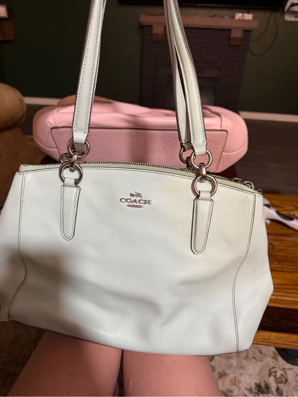 Coach Pebble Leather Shoulder Bag in Mint